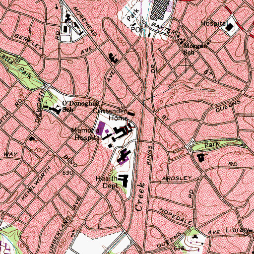 Topographic Map of Carolinas Medical Center, NC