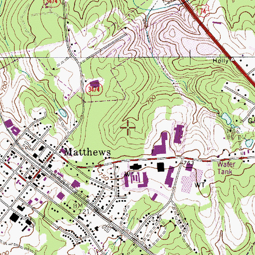 Topographic Map of Presbyterian Hospital Matthews, NC