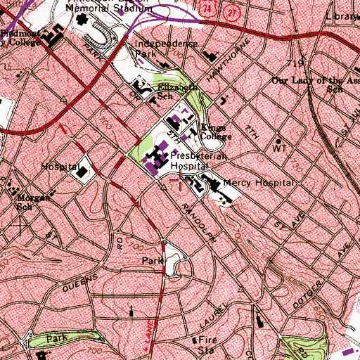 Topographic Map of Novant Health Charlotte Orthopedic Hospital, NC
