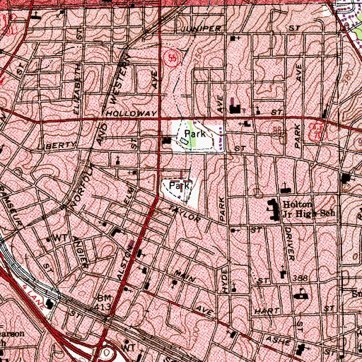 Topographic Map of Eastway Elementary School, NC
