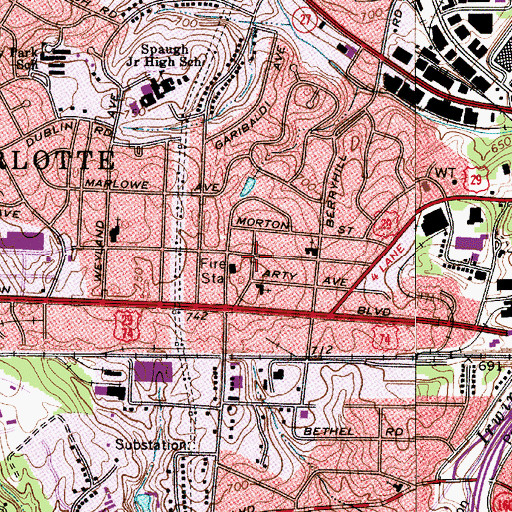 Topographic Map of Dowd House Historic Site, NC
