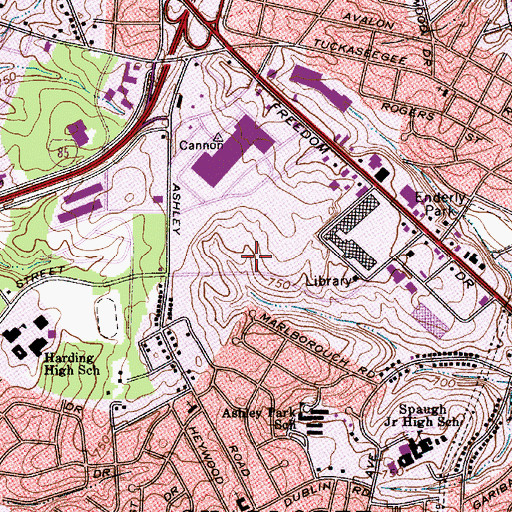 Topographic Map of Public Library of Charlotte and Mecklenburg County - City View Branch, NC