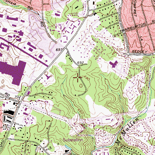 Topographic Map of Public Library of Charlotte and Mecklenburg County - Morrison Regional Branch, NC