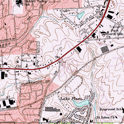 Topographic Map of Public Library of Charlotte and Mecklenburg County - North Park Branch, NC