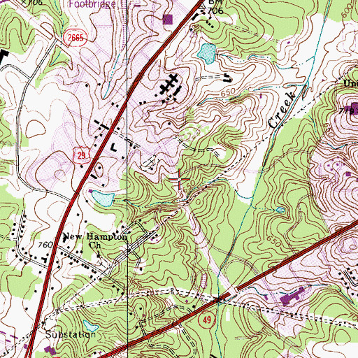 Topographic Map of Public Library of Charlotte and Mecklenburg County - University City Regional Branch, NC