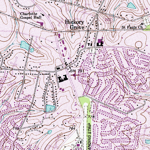 Topographic Map of Public Library of Charlotte and Mecklenburg County - Hickory Grove Branch, NC