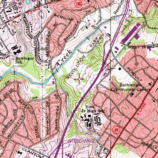 Topographic Map of Revolution Park Golf Course, NC