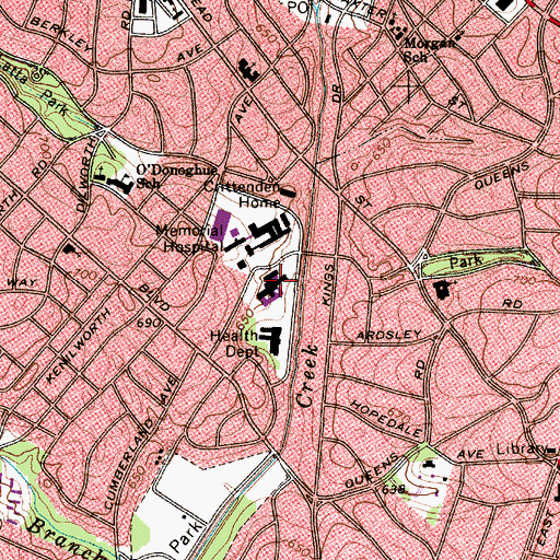 Topographic Map of Carolinas Rehabilitation Center, NC
