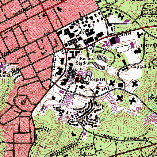 Topographic Map of North Carolina Memorial Hospital, NC