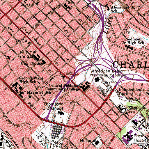 Topographic Map of Metro School, NC