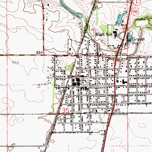 Topographic Map of Chrisman Post Office, IL
