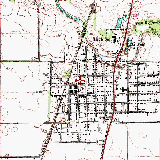 Topographic Map of Chrisman Christian Church, IL