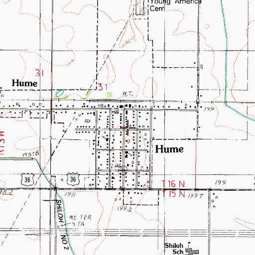 Topographic Map of Hume Christian Church, IL