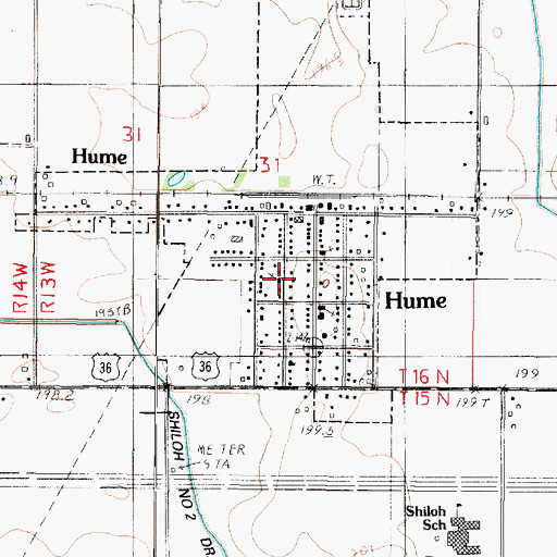 Topographic Map of Hume United Methodist Church, IL