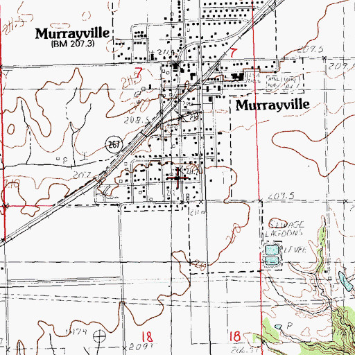 Topographic Map of Murrayville Baptist Church, IL