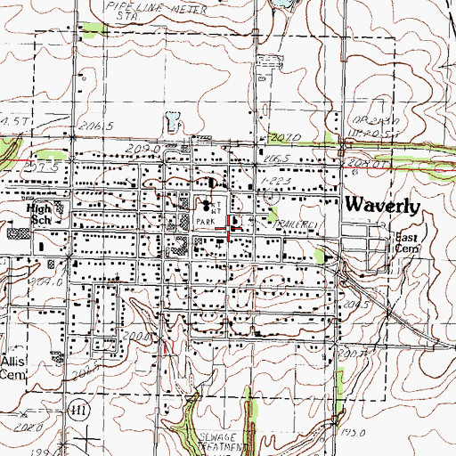 Topographic Map of First Baptist Church, IL