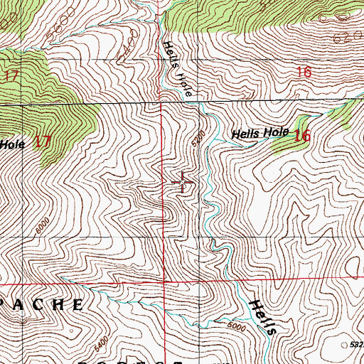 Topographic Map of Hells Hole Spring, AZ