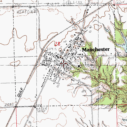 Topographic Map of Manchester Baptist Church, IL