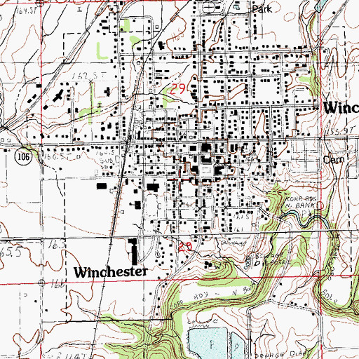 Topographic Map of First Baptist Church, IL