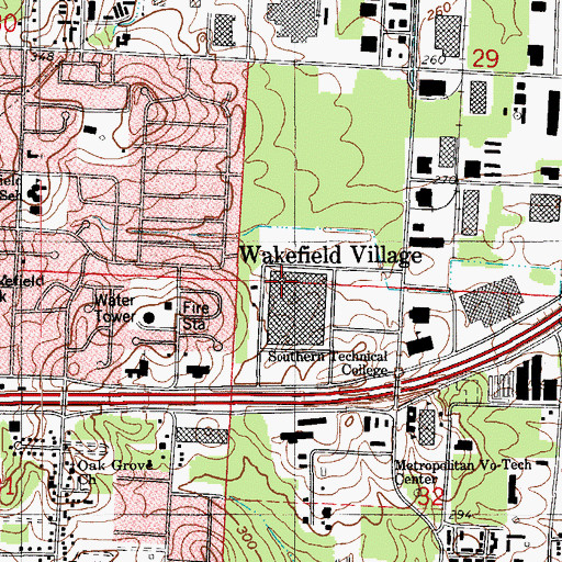 Topographic Map of Southern Technical College, AR