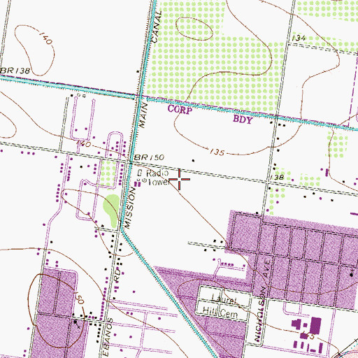 Topographic Map of Kenneth White Junior High School, TX