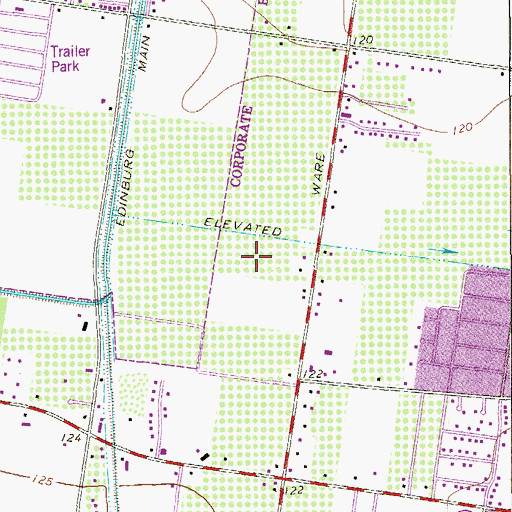 Topographic Map of Rowe High School, TX