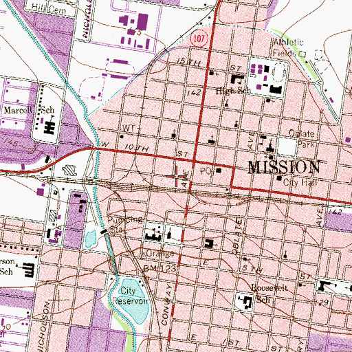 Topographic Map of Rotary Park, TX
