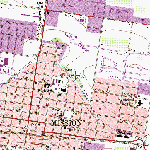 Topographic Map of Lion Park, TX