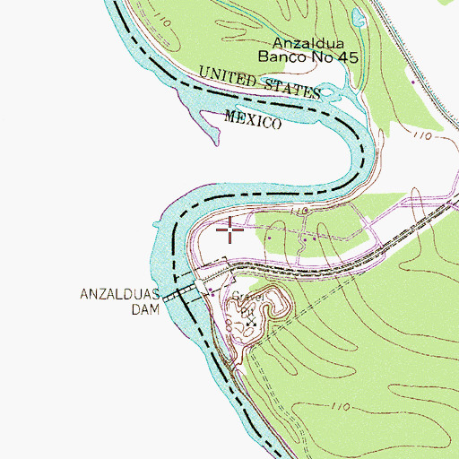 Topographic Map of Anzalduas Park, TX
