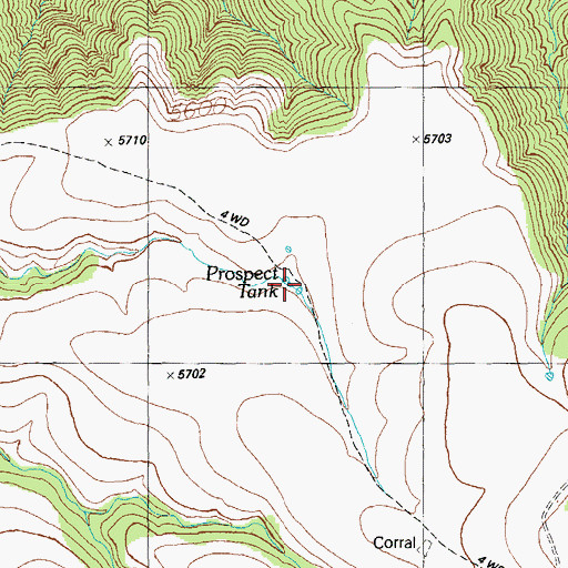 Topographic Map of Woodruff Tank, AZ