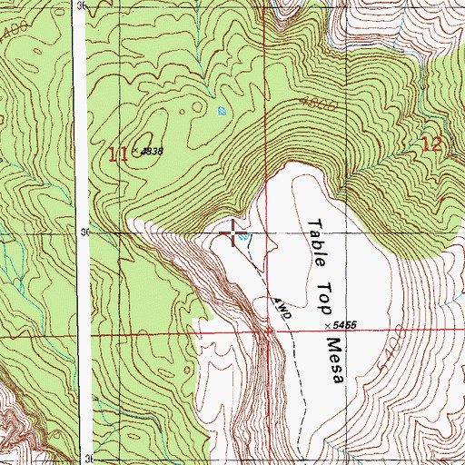 Topographic Map of Table Top Tank, AZ
