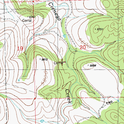 Topographic Map of Page Corral, NM