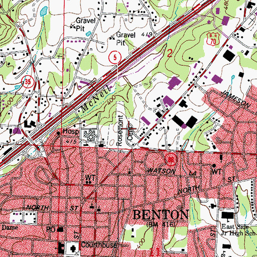 Topographic Map of New Rosmont Memorial Park, AR