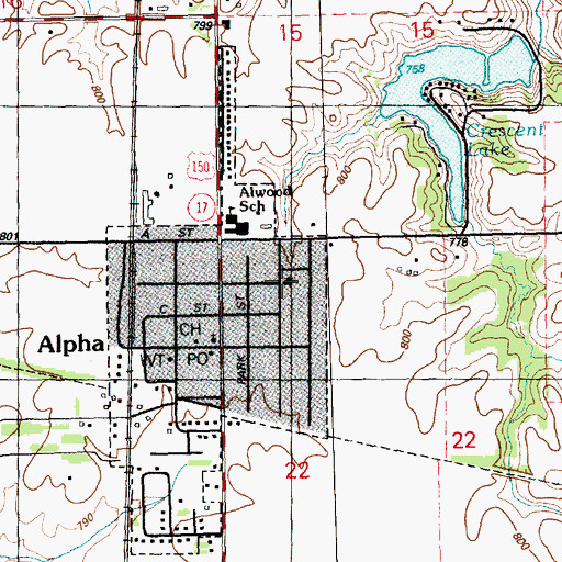 Topographic Map of Alpha United Methodist Church, IL