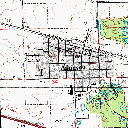 Topographic Map of Atkinson United Church of Christ, IL