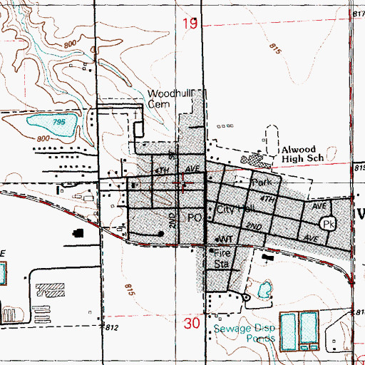 Topographic Map of United Church of Woodhull, IL