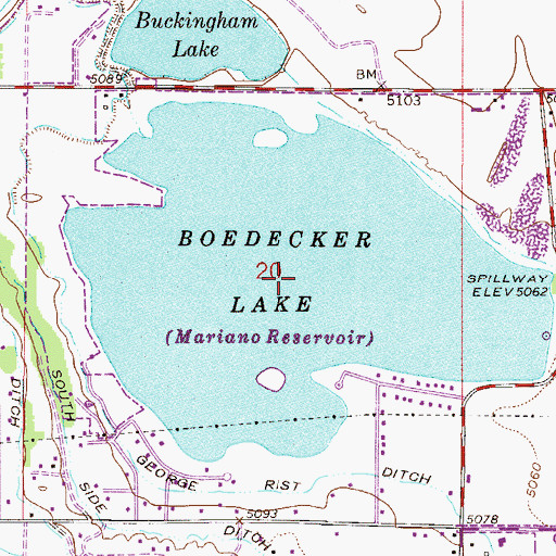 Topographic Map of Mariano Reservoir, CO