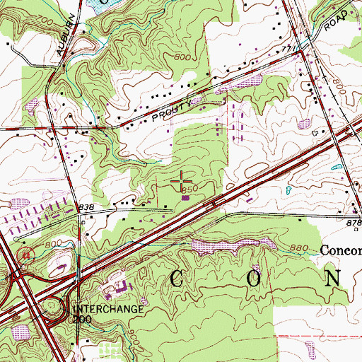 Topographic Map of Concord Woods Nature Park, OH