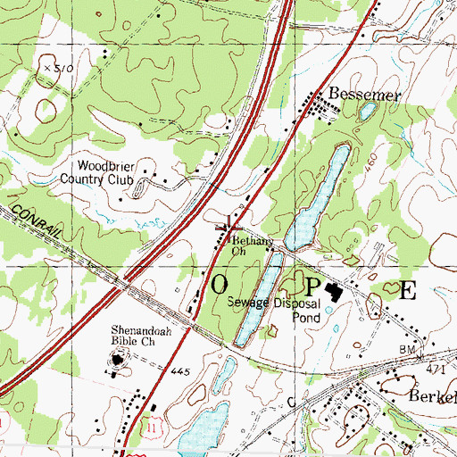 Topographic Map of Bethany Church, WV
