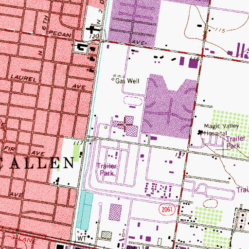Topographic Map of McAllen Memorial High School, TX