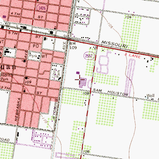 Topographic Map of Austin Middle School, TX