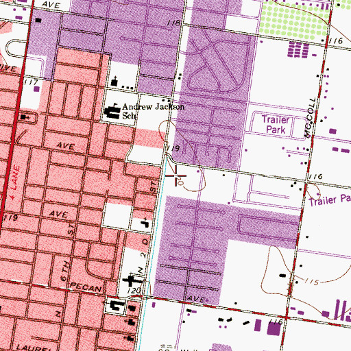 Topographic Map of La Vista Park, TX