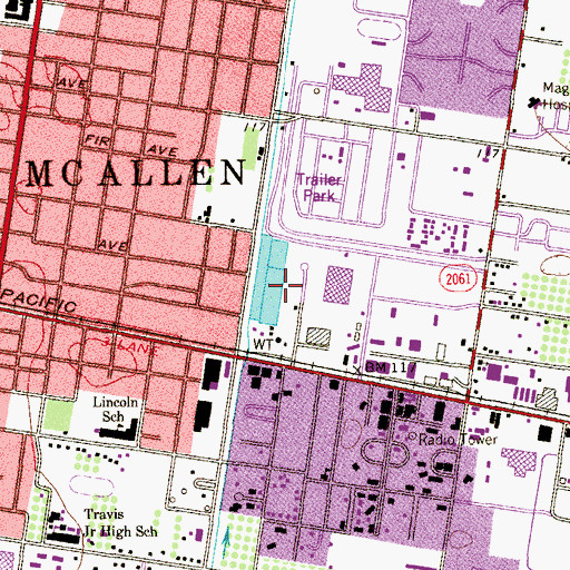 Topographic Map of Myers Park, TX