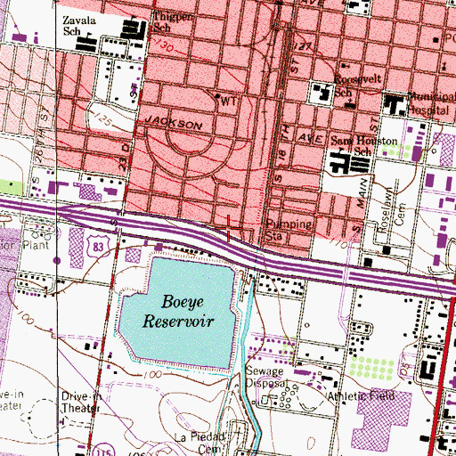 Topographic Map of Frontage Park, TX