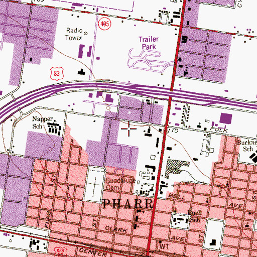Topographic Map of N W Park, TX