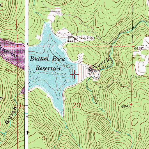 Topographic Map of Button Rock Dam, CO