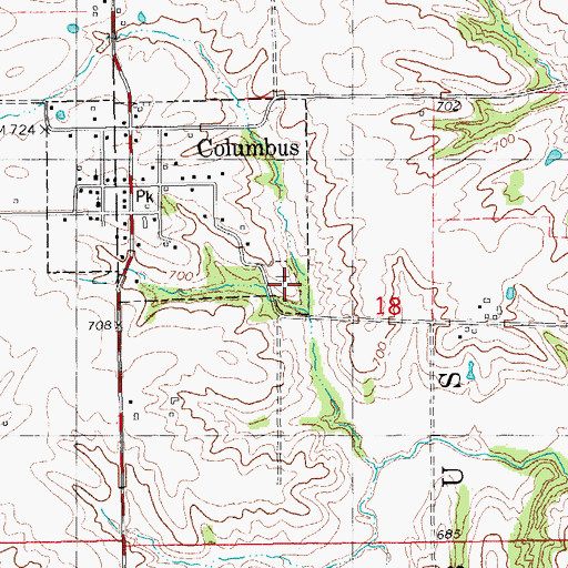 Topographic Map of Columbus Cemetery, IL