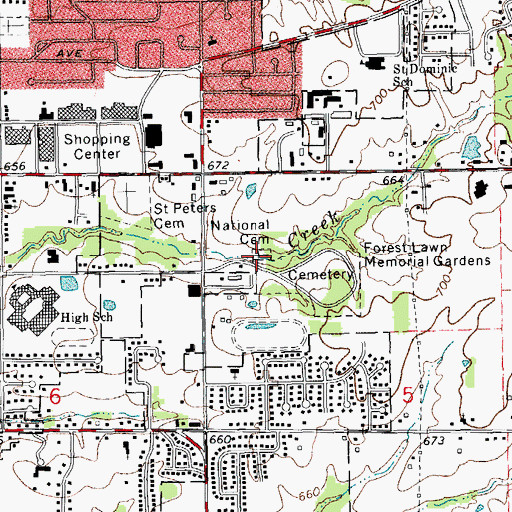 Topographic Map of Graceland Cemetery, IL