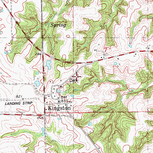 Topographic Map of Kingston Cemetery, IL