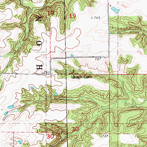 Topographic Map of Laugh Cemetery, IL
